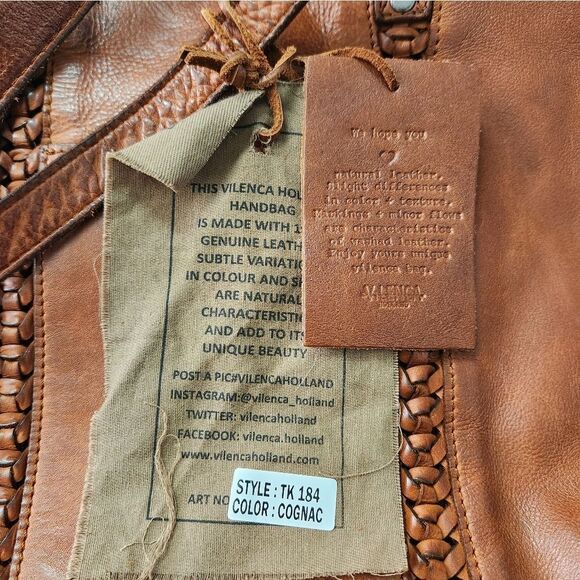 Vilenca Holland Leather Braided Detail Tote Bag NWT - Picture 6 of 7